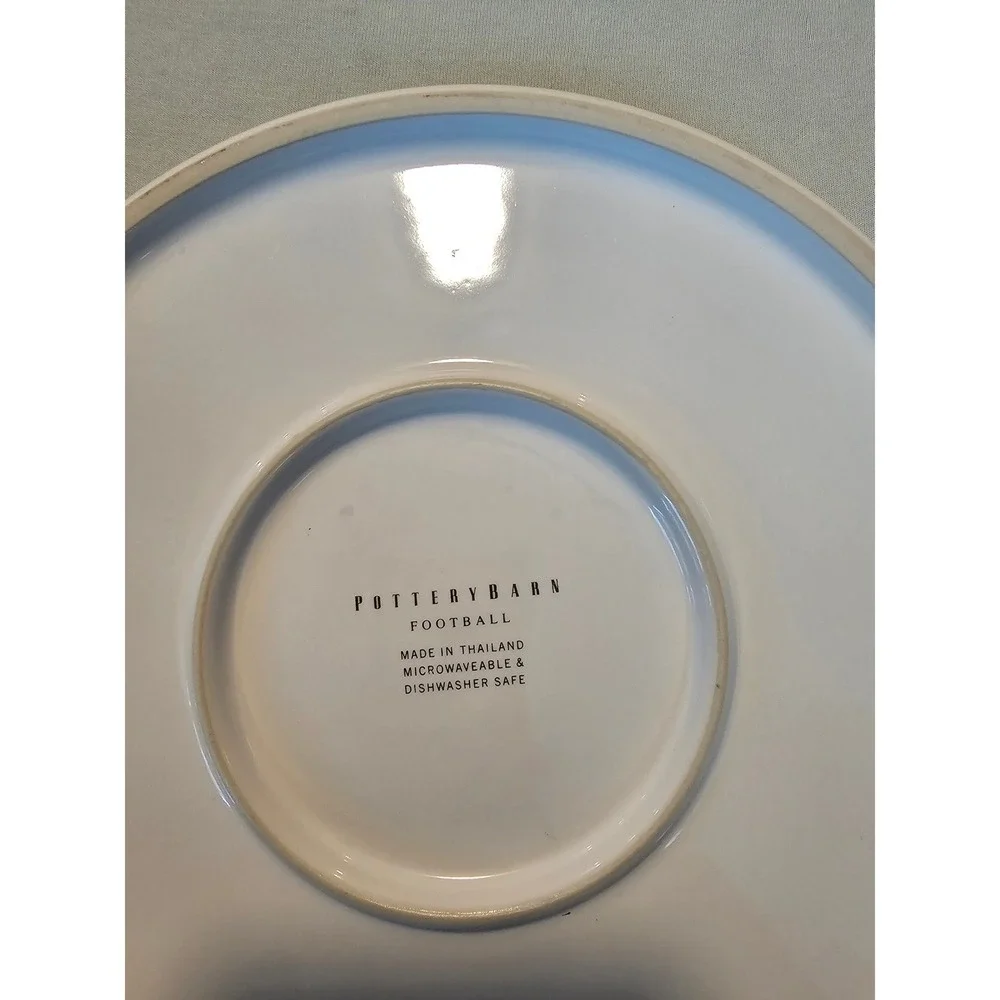 Pottery Barn Football Huddle Dinner Plate Vintage Style Black White 9 Inch